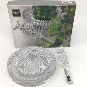 NEW Mikasa Diamond Fire Crystal Wine Coaster & Stopper Set